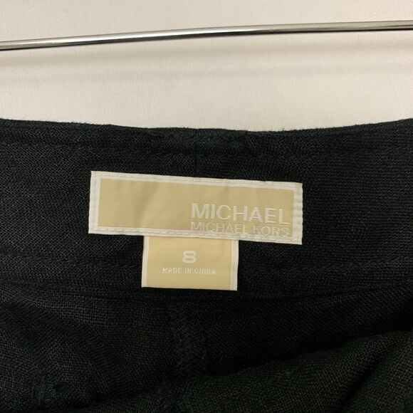 Michael Kors Women's Black Linen Cargo Capri Pants Size 8 Drawstring Hem Beach - Picture 6 of 8